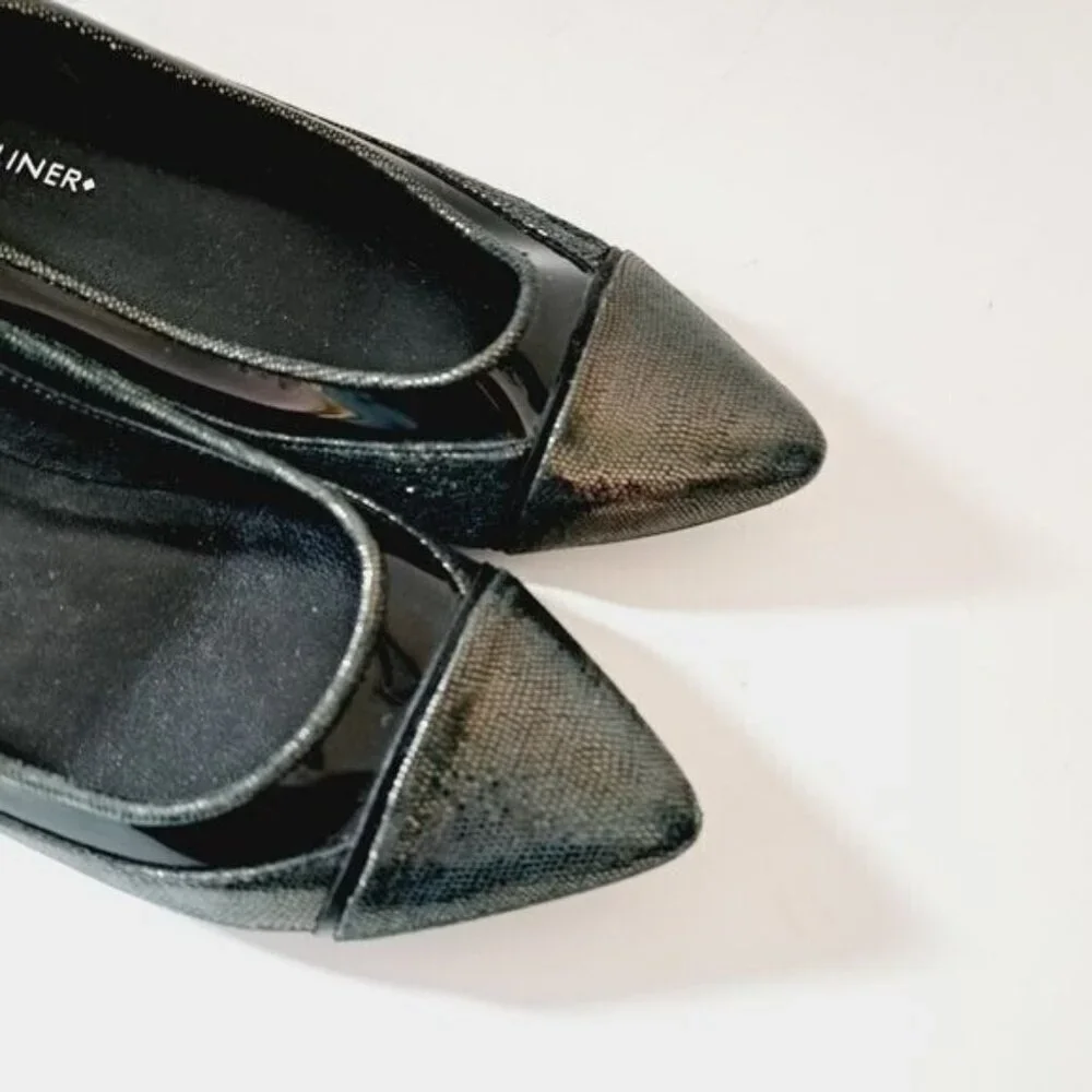 Donald J.Pliner Nevina Pointed Leather Metallic Flats Size‎ 6.5